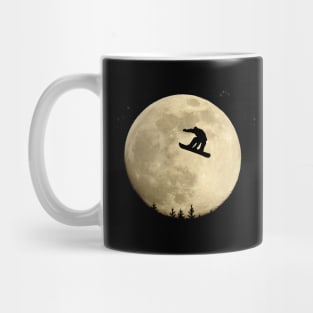 Snowboarder full moon jump in starry sky Mug